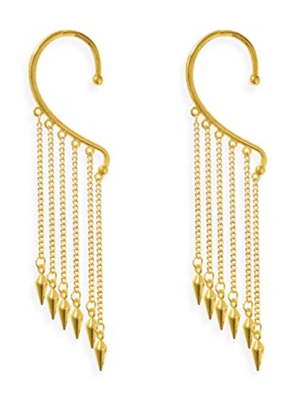 Unique Trendy Multi Gold Silver Punk‎ Long Tassel Chain Cone Bullet